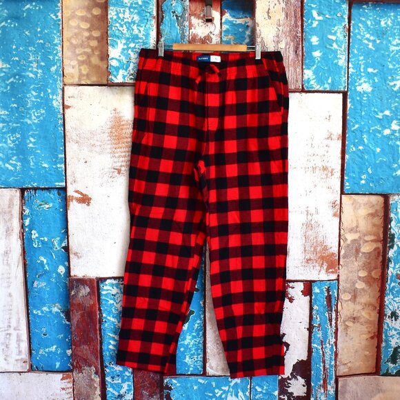 Men's Old Navy Straight Flannel Pajama Sleep Pants XLARGE Red Buffalo Plaid NEW - Picture 1 of 10